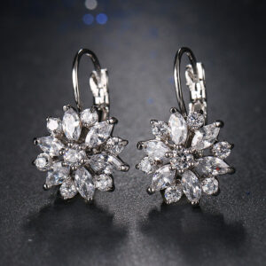 AAA Colorful Flower Zircon Ear Studs Earrings Jewelry