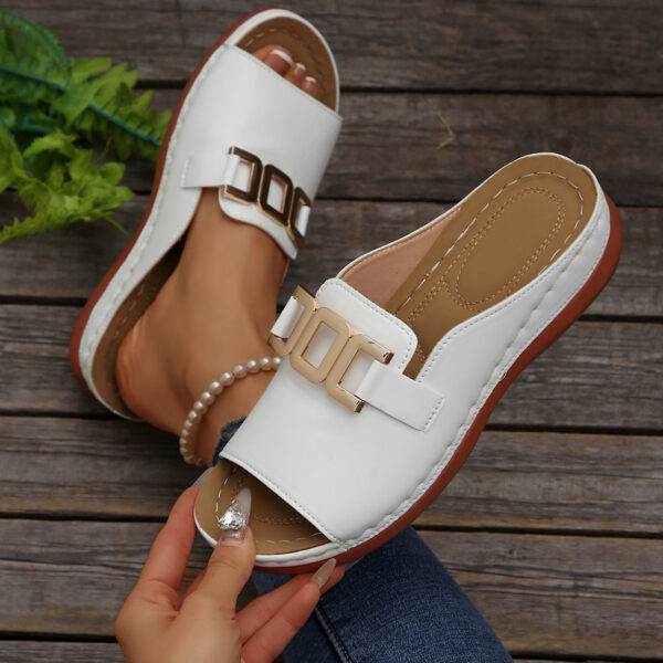 Ins Chain Wedges Sandals Summer Fashion Platform Peep-toed Slides Slippers Outdoor Thick Bottom Roman Shoes For Women - Image 8