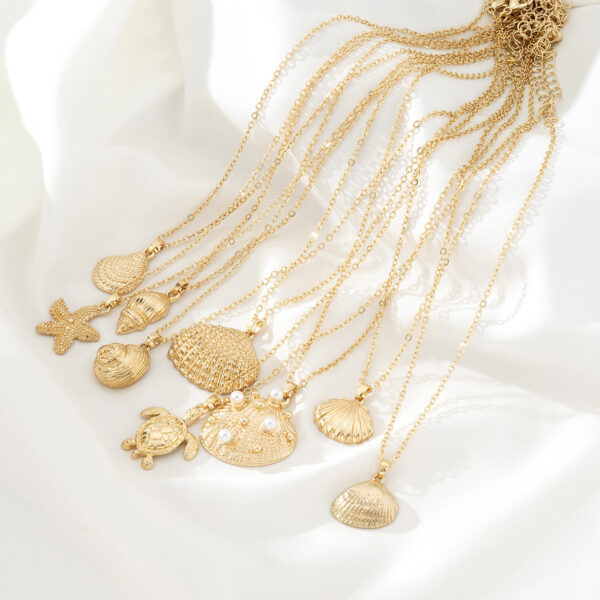Pearl Shell Starfish Conch Pendant Necklace - Image 4