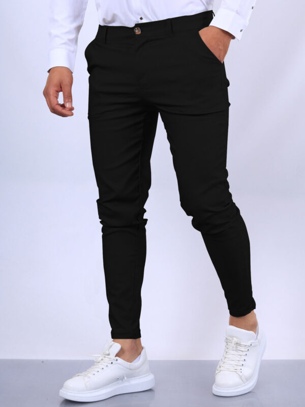 Men's Slim Button Trousers Fashion Solid Office Versatile Long Pencil Pants - Image 7