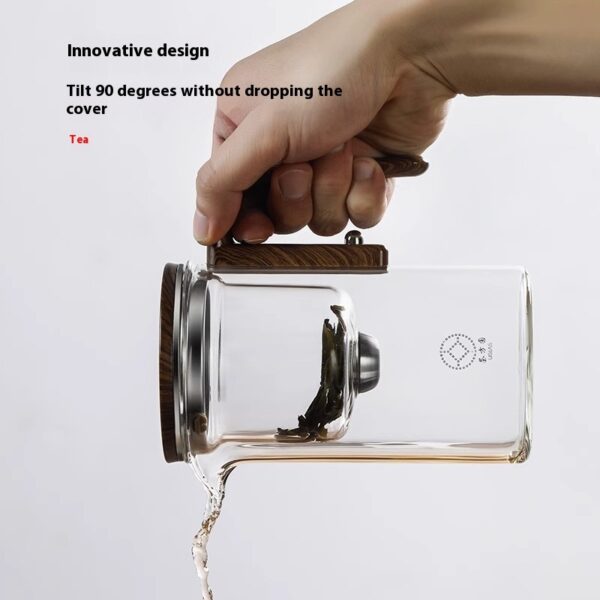One Click Magnetic Teapot Separation Filtration Glass Tea Pot Wood Handle Tea Water Separation Inner Container Teapot - Image 8