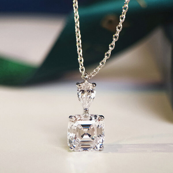 Women's Square Colored Gems Zircon Necklace