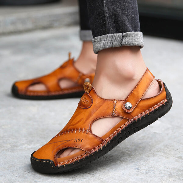 Men's Closed Toe Sandals Summer Adjustable Slides Slippers Fashion Beach Shoes - Image 6