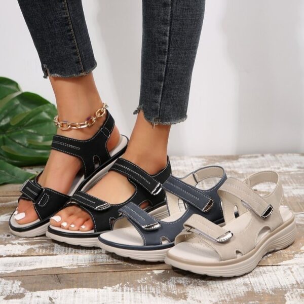 Casual Velcro-design Sandals Summer Comfortable Fish Mouth Sports Sandals Women Lightweight Beach Shoes - Image 2