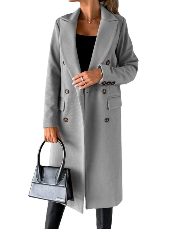 Long Sleeve Lapel Coat Winter Fashion Solid Double Breasted Slim Long Jacket Womens Clothing - Image 10