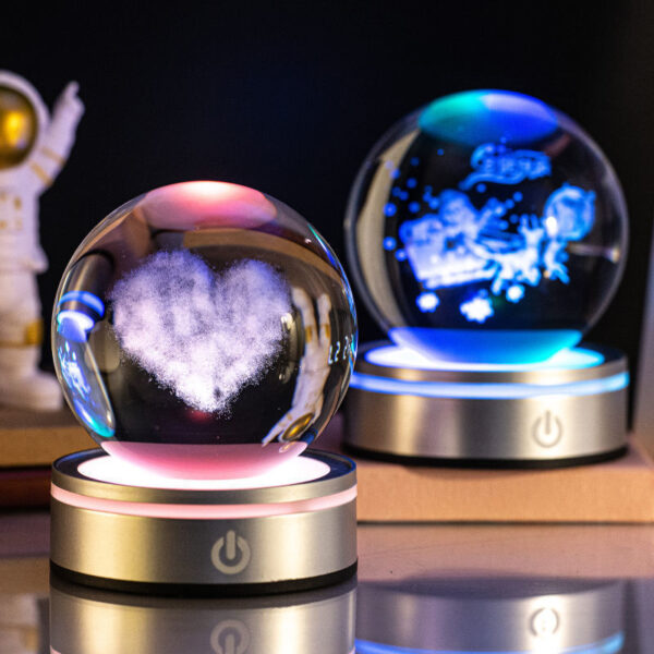 Creative 3D Inner Carving Luminous Crystal Ball Colorful Gradient Small Night Lamp Home Decorations Gifts Selection - Image 2