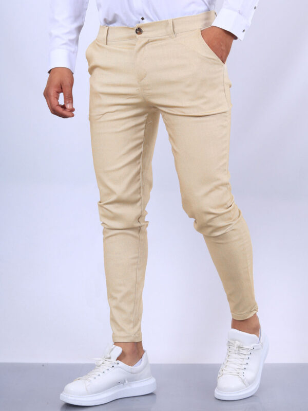 Men's Slim Button Trousers Fashion Solid Office Versatile Long Pencil Pants - Image 10