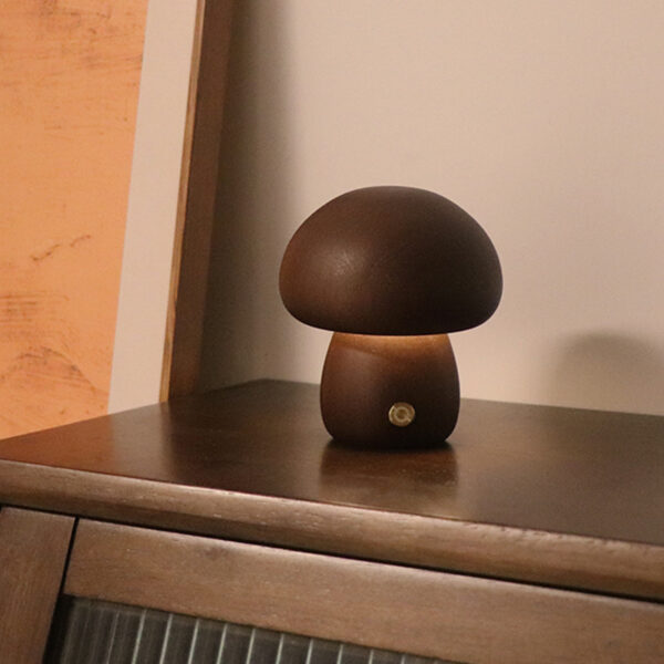 INS Wooden Cute Mushroom LED Night Light With Touch Switch  Bedside Table Lamp For Bedroom Childrens Room Sleeping Night Lamps Home Decor - Image 7