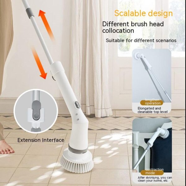 Electric Scrubber Cleaning Wall Long Handle Elbow Telescopic Multifunction Cleaning Brush - Image 5