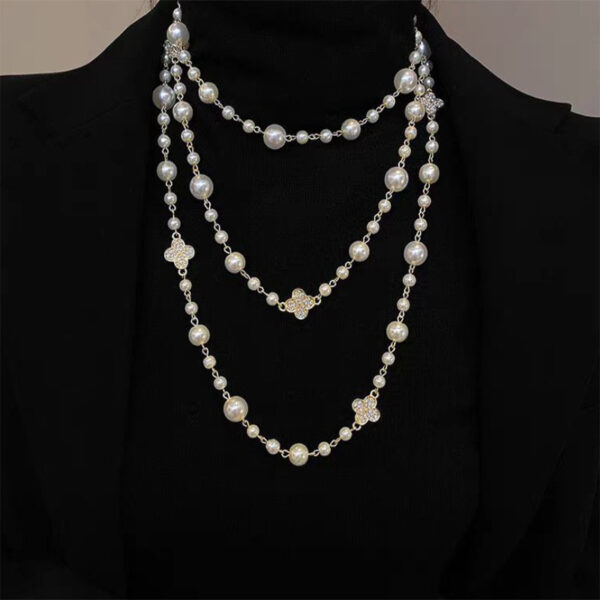 Retro Multi-layer Pearls Necklace Fashion Long Sweater Chain Versatile Accessories For Women - Image 6