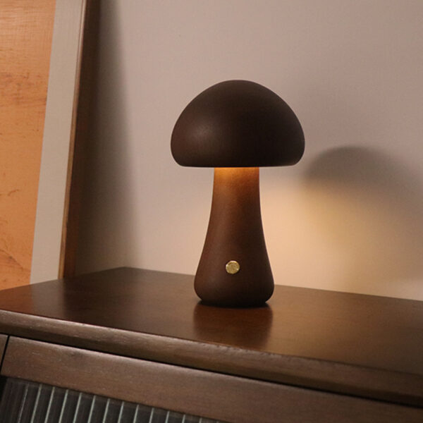 INS Wooden Cute Mushroom LED Night Light With Touch Switch  Bedside Table Lamp For Bedroom Childrens Room Sleeping Night Lamps Home Decor - Image 10