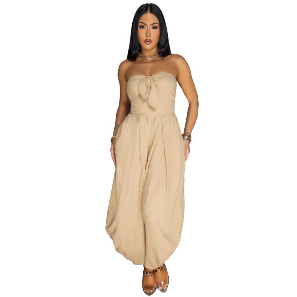 Women's Chest Wrap Collar Solid Color Jumpsuit - Image 3