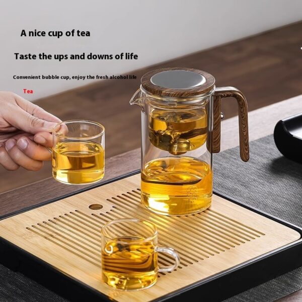 One Click Magnetic Teapot Separation Filtration Glass Tea Pot Wood Handle Tea Water Separation Inner Container Teapot - Image 3