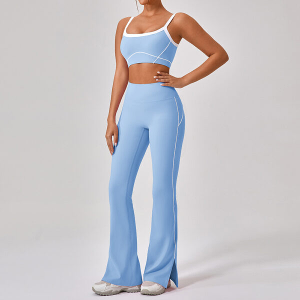 Outdoor Sports Yoga Suits Women's Spaghetti Strap Contrast Color Fitness Set Outfits - Image 8