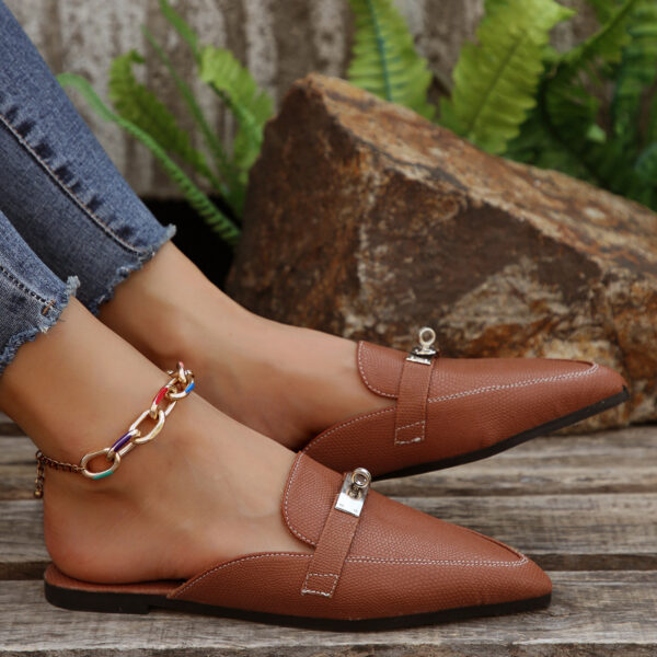 Pointed-toe Low Heel Leisure Semi-slippers Women's Shoes - Image 4