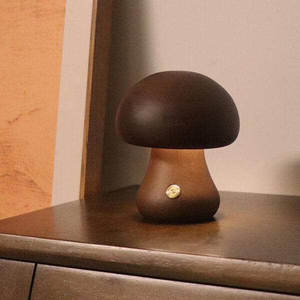 INS Wooden Cute Mushroom LED Night Light With Touch Switch  Bedside Table Lamp For Bedroom Childrens Room Sleeping Night Lamps Home Decor - Image 6