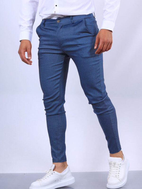 Men's Slim Button Trousers Fashion Solid Office Versatile Long Pencil Pants - Image 9
