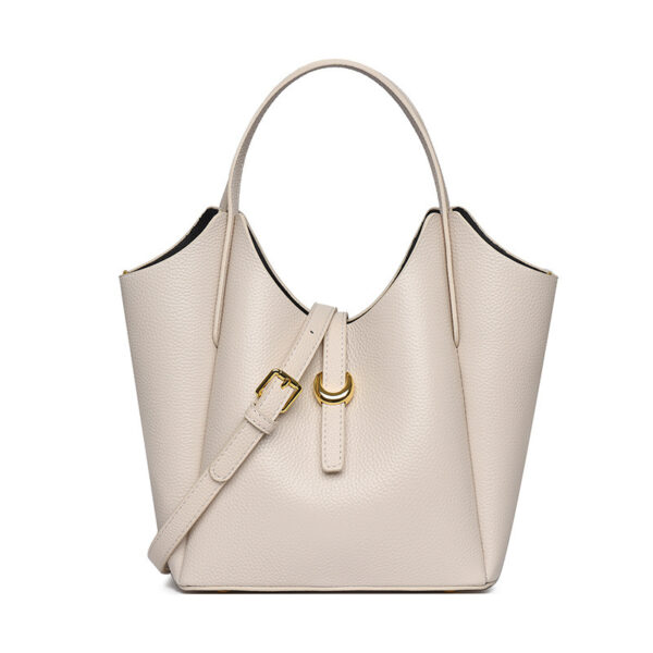 Genuine Leather Women's Large Capacity Hand Holding Bucket Bag - Image 5