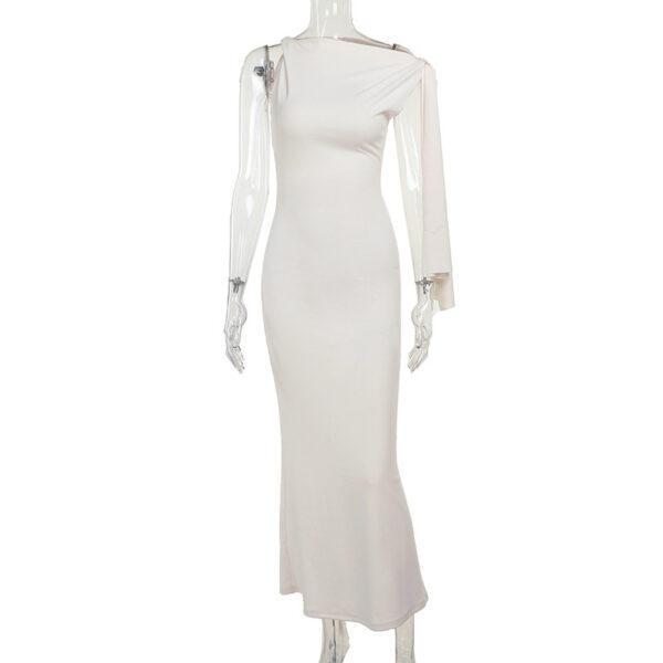 One-shoulder Ribbon Long Dress Ins Fashion Slim Sleeveless Dresses For Evening Party Club Clothing Women - Image 6