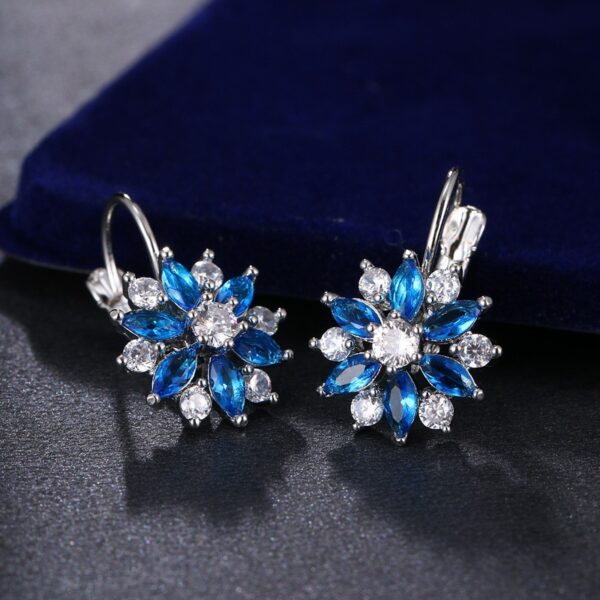 AAA Colorful Flower Zircon Ear Studs Earrings Jewelry - Image 6