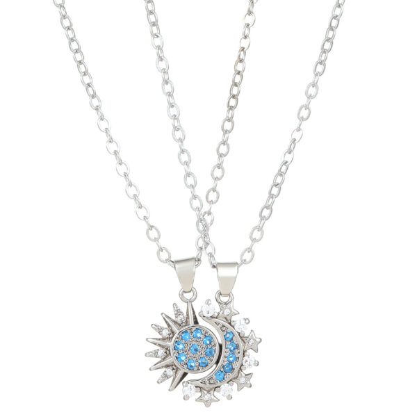 2pcs Necklace Sun And Moon Magnetic Pendant Clavicle Chain Necklace For Couple Lovers - Image 7
