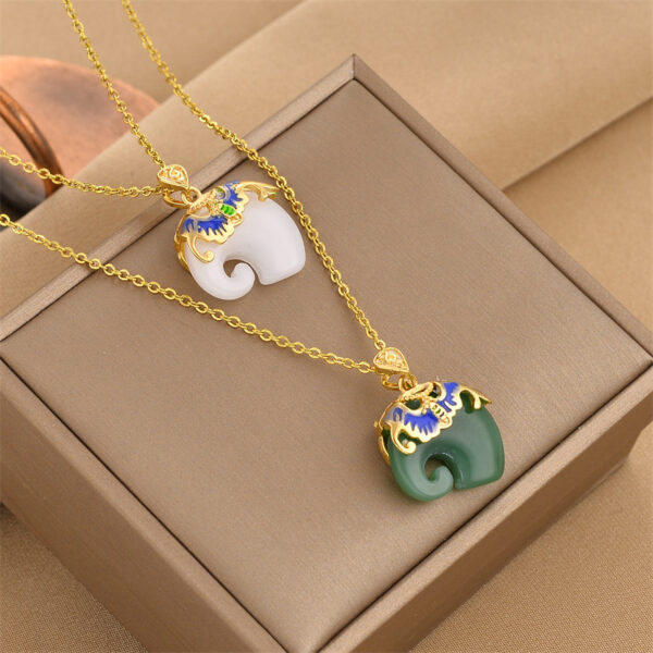 Necklace,stainless Steel,with Green Elephant ,Only Self-pickup Is Supported, And The Displayed Prices Are All Self-pickup Prices - Image 2