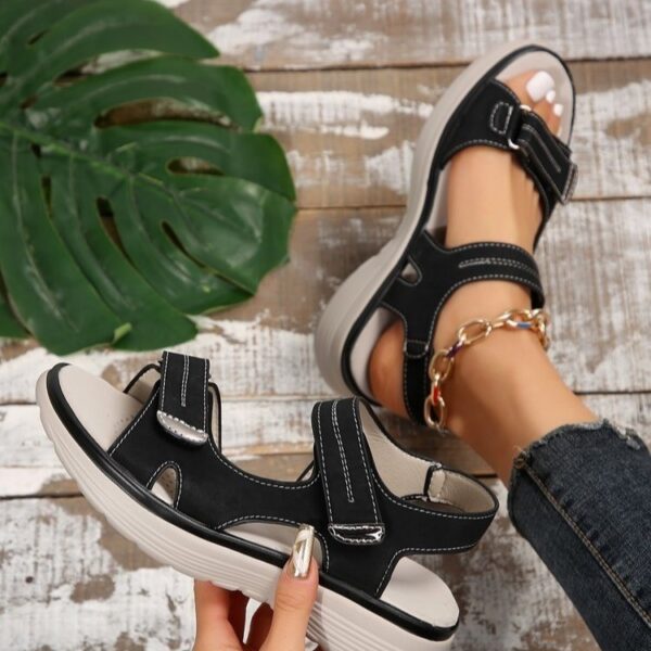 Casual Velcro-design Sandals Summer Comfortable Fish Mouth Sports Sandals Women Lightweight Beach Shoes - Image 5