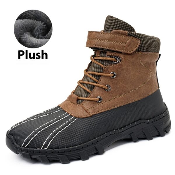 Winter Fleece Lace-up Snow Boots For Men Women Waterproof And Anti-slip Outdoor Work Boot Fashion Warm Mid-tube Cotton Shoes Men - Image 8