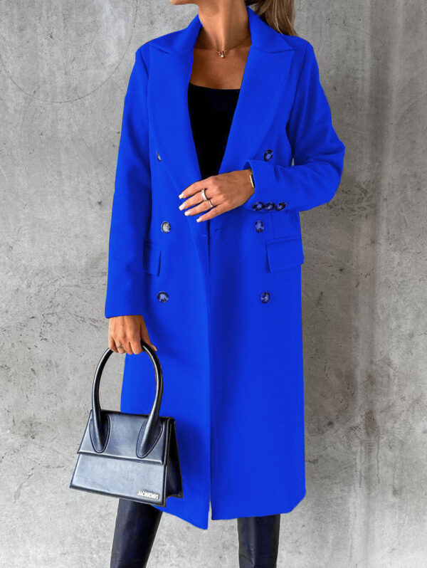 Long Sleeve Lapel Coat Winter Fashion Solid Double Breasted Slim Long Jacket Womens Clothing - Image 9