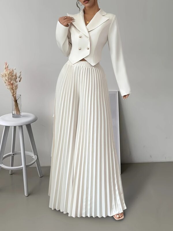 Top Set Long Sleeved Pleated Skirt - Image 6