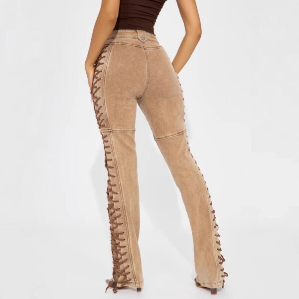 European And American Fashion Women's Wear Bandage Drawstring Hot Girl Jeans - Image 8