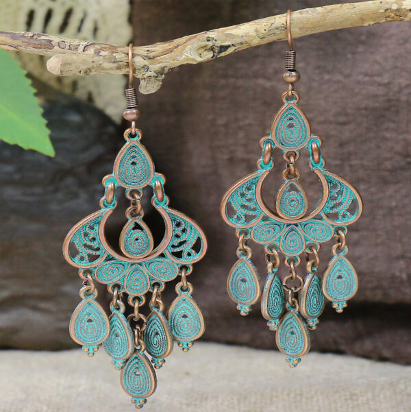 Handmade Old Peacock Tassel Earrings Retro Ethnic Style Long Earrings - Image 6