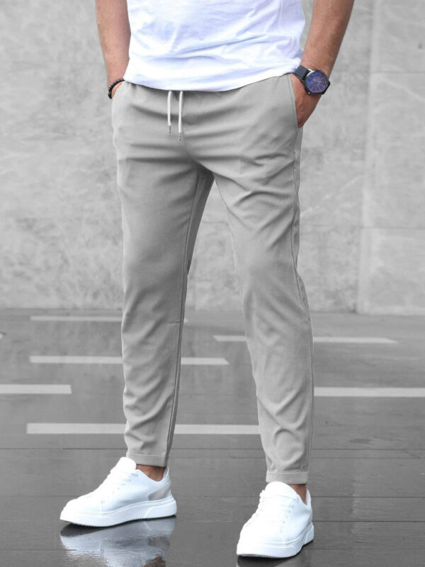 Men's Casual Pants With Pockets Fashion Slim Fit Drawstring Trousers - Image 9