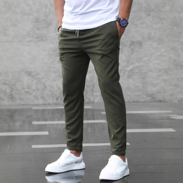 Men's Casual Pants With Pockets Fashion Slim Fit Drawstring Trousers - Image 4