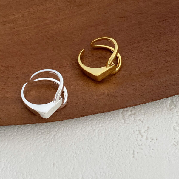 S925 Sterling Silver Simple Niche Geometric Line Open Ring - Image 2