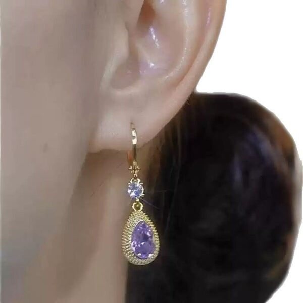 Fashion Purple Droplet Zircon Durian Earrings For Women - Image 5
