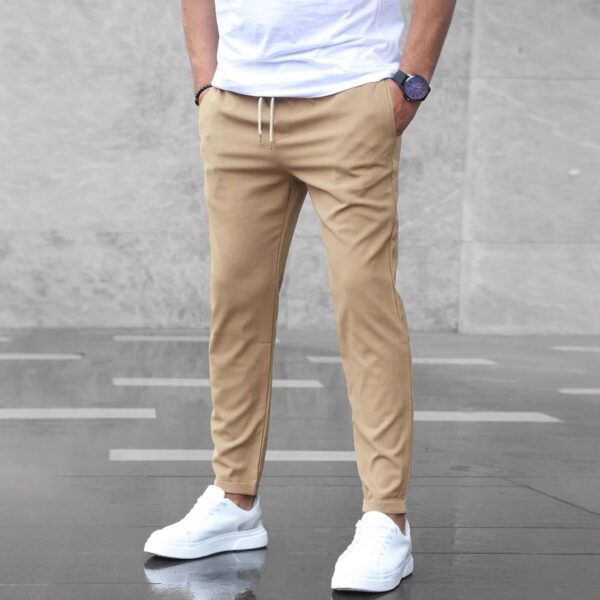 Men's Casual Pants With Pockets Fashion Slim Fit Drawstring Trousers - Image 6
