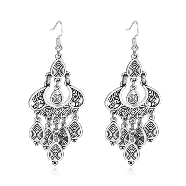 Handmade Old Peacock Tassel Earrings Retro Ethnic Style Long Earrings - Image 2