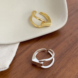 S925 Sterling Silver Simple Niche Geometric Line Open Ring