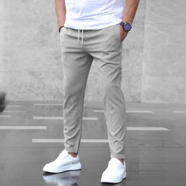 Men's Casual Pants With Pockets Fashion Slim Fit Drawstring Trousers - Image 3