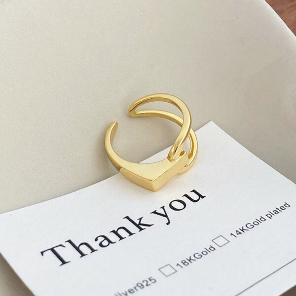 S925 Sterling Silver Simple Niche Geometric Line Open Ring - Image 3