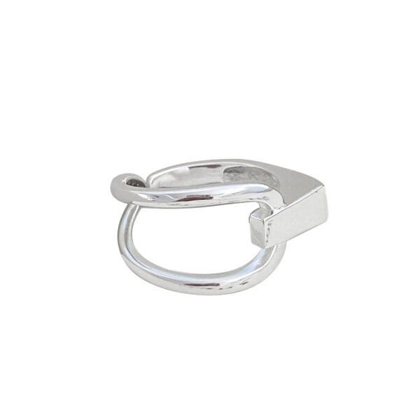 S925 Sterling Silver Simple Niche Geometric Line Open Ring - Image 6