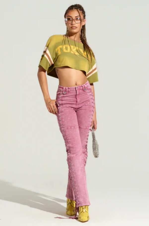 European And American Fashion Women's Wear Bandage Drawstring Hot Girl Jeans - Image 2