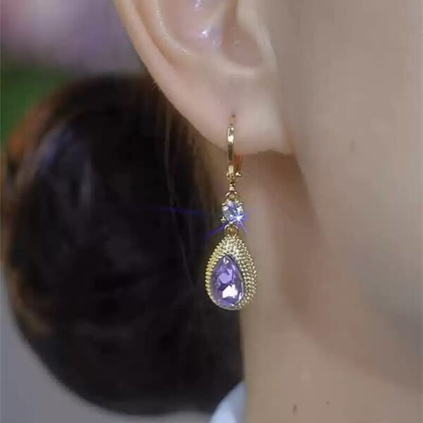Fashion Purple Droplet Zircon Durian Earrings For Women - Image 4
