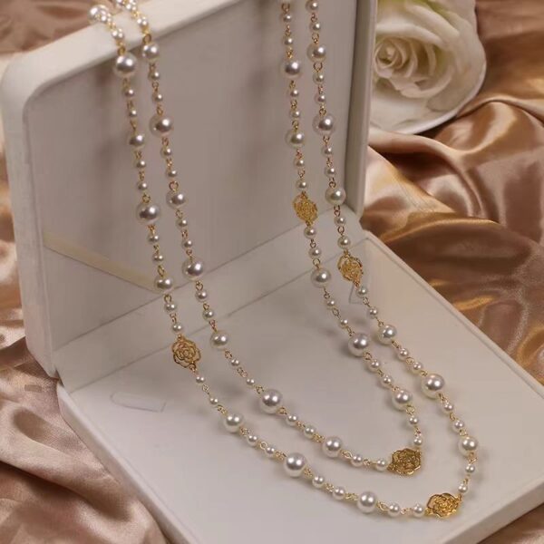 Retro Multi-layer Pearls Necklace Fashion Long Sweater Chain Versatile Accessories For Women - Image 2