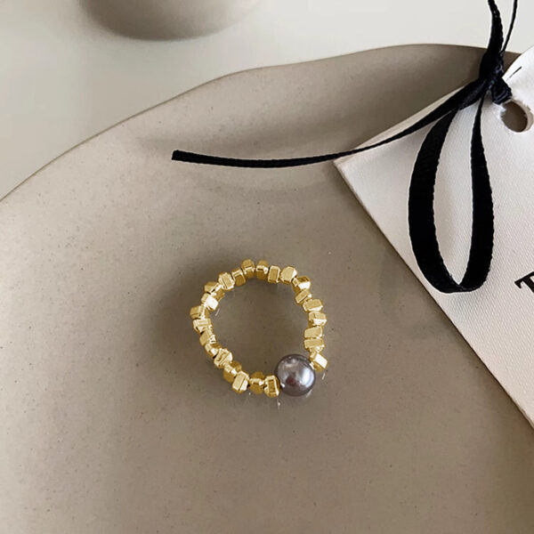 Women's Irregular Silver Pearl Ring - Image 6