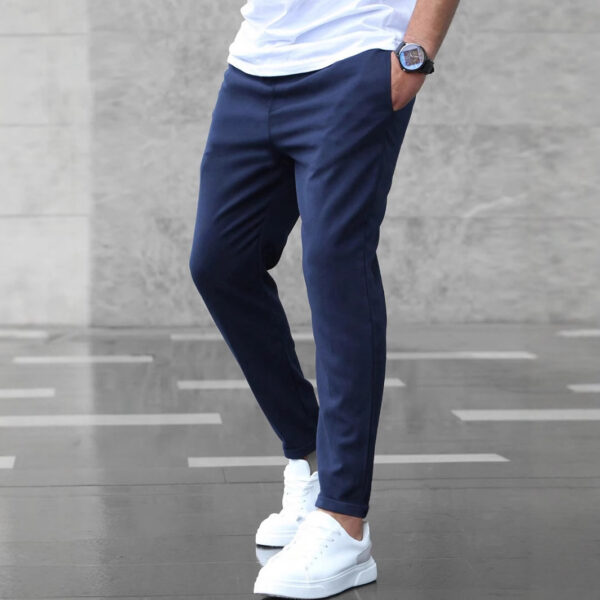 Men's Casual Pants With Pockets Fashion Slim Fit Drawstring Trousers - Image 7