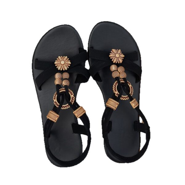 Ethnic Style Flat Women's Beaded Weave Open Toe Beach Sandals - Image 2