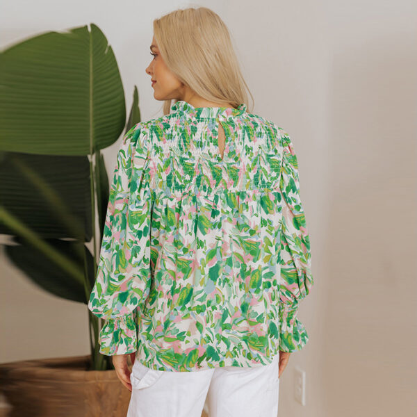 Color Matching Printed Turtleneck Chiffon Shirt - Image 2