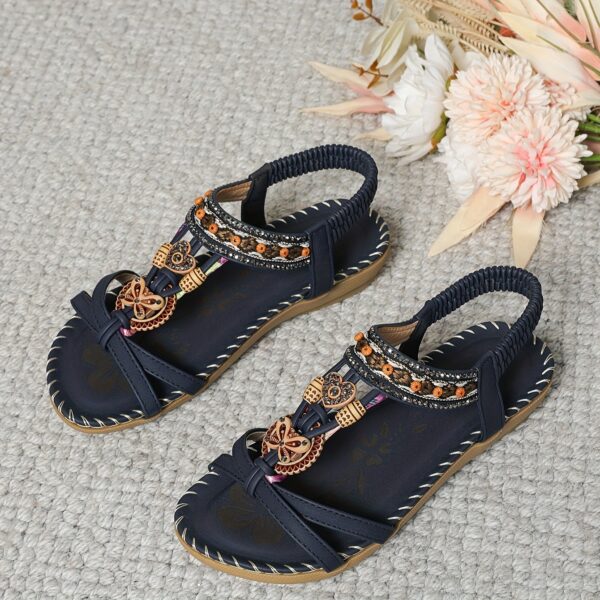 Bohemian Thong Sandals Summer Fashion Flowers Flat Beach Shoes For Women - Image 8